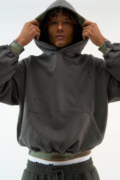 Distressed Hoodie unisex camo