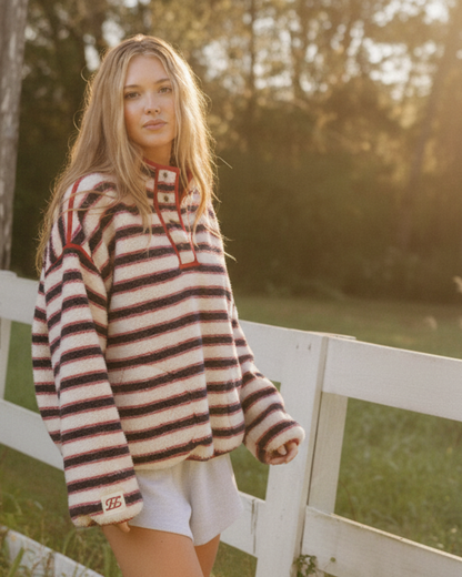 Striped Fleece Pullover